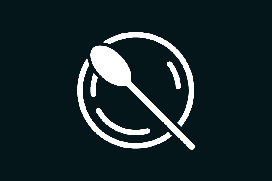 The Cookify logo mark in white on very dark green: a spoon lying across a round plate, drawn in thick lines.