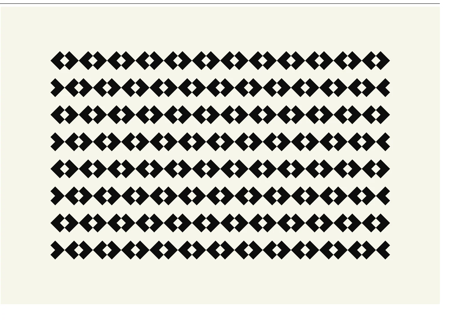Eight rows of black diamond marks on ivory, set edge to edge as a repeating pattern.