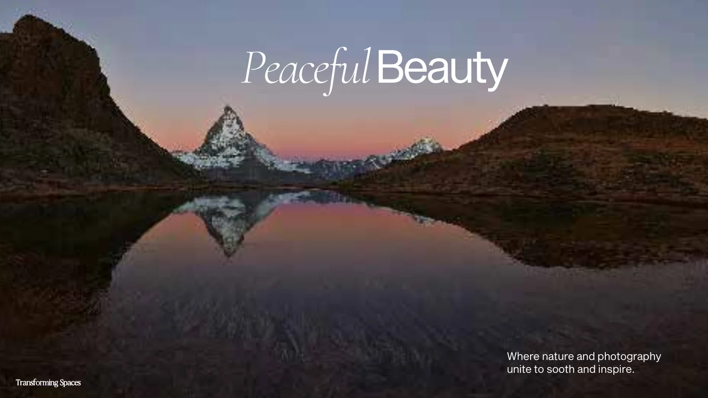 The same page in the file named 2V: the words now read Peaceful Beauty and the line ends with to sooth and inspire.