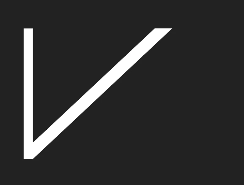 The icon on a dark ground: a white V made of one upright stroke and one slanted stroke.