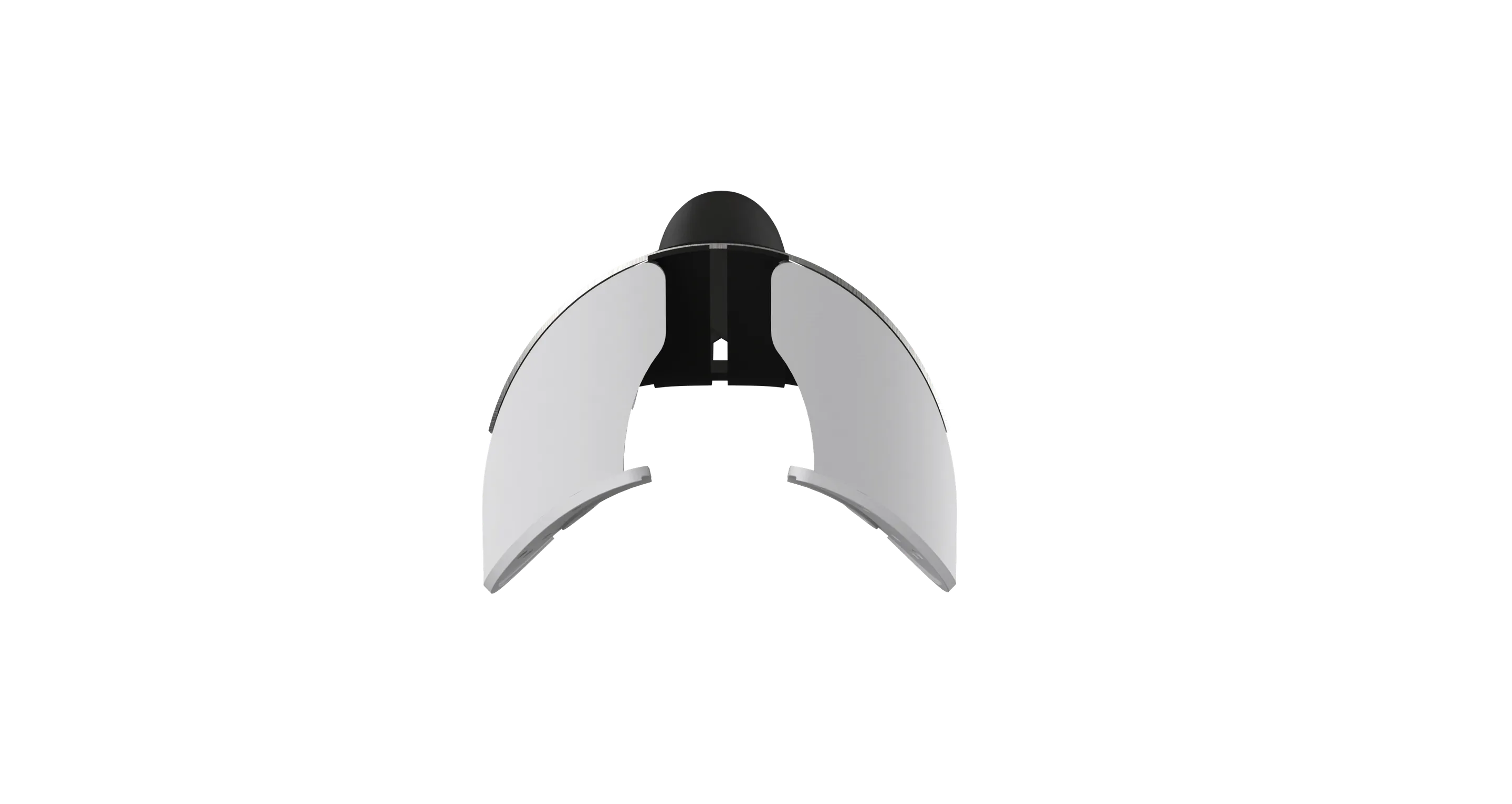 Render of the FlexBody from the back: a white arched cantle with a black centre piece.