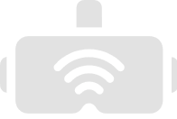 Icon: an AR headset with signal waves, light grey, solid and rounded.