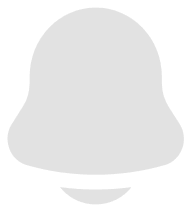 Icon: a bell, light grey, solid and rounded.