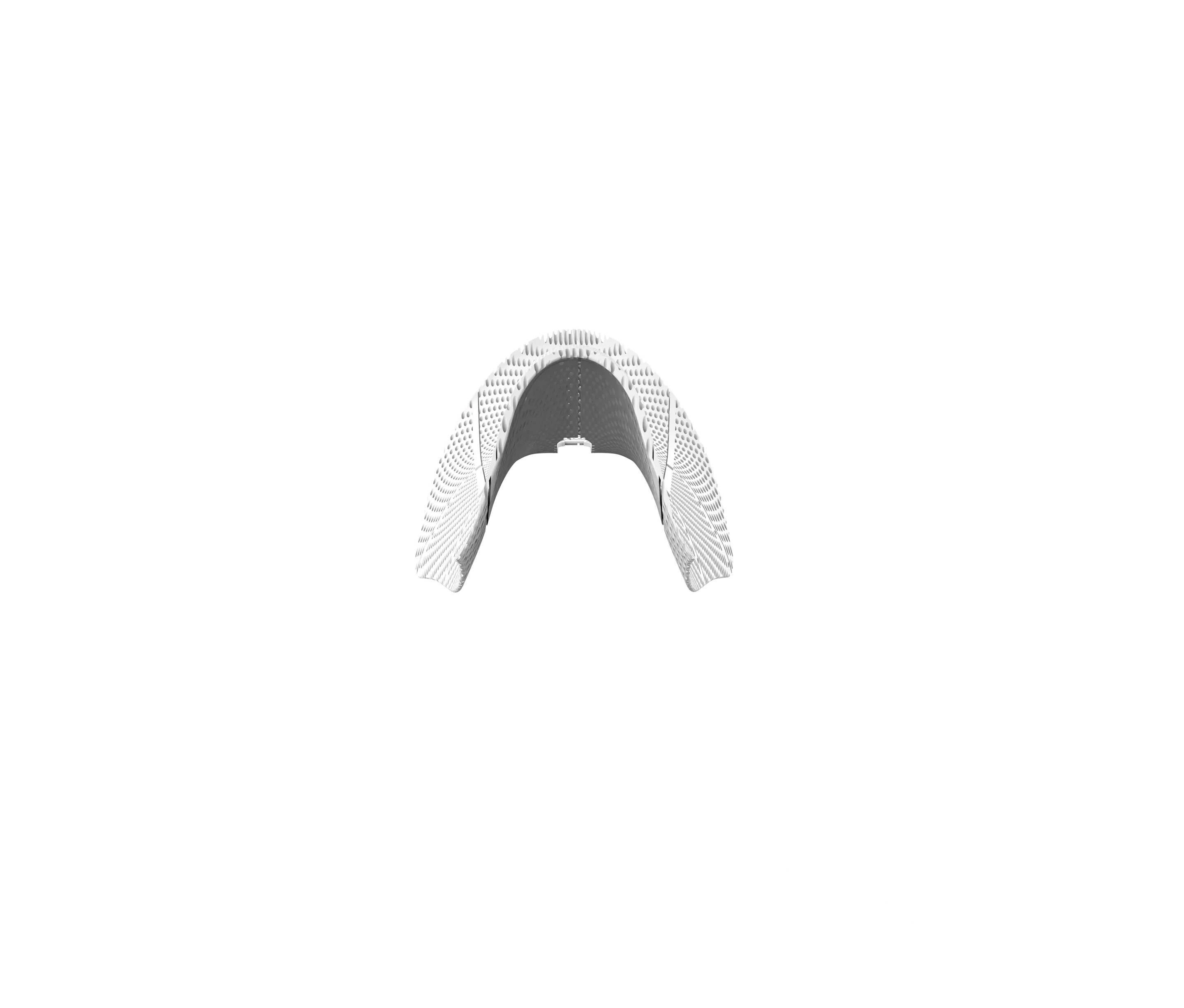 Render of the 3D CellPad from the front: an arch of perforated cells.