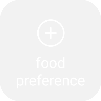 Rounded square button: a plus sign in a circle above the words food preference.