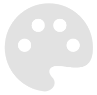 Icon: a painter's palette, light grey, solid and rounded.