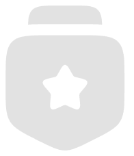 Icon: a badge with a star, light grey, solid and rounded.