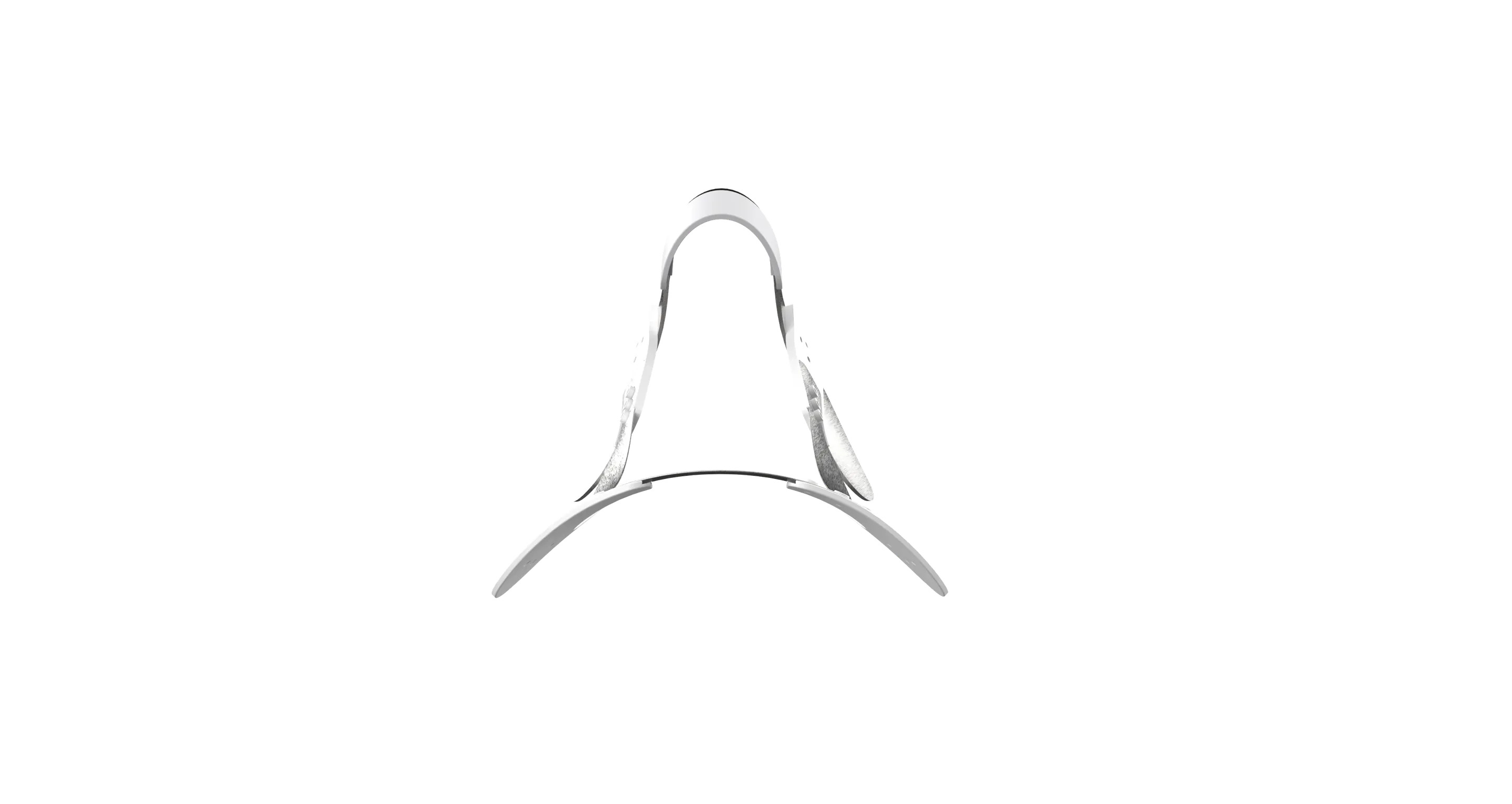 Render of the FlexTree from the front: a narrow arch over a wider curved base.