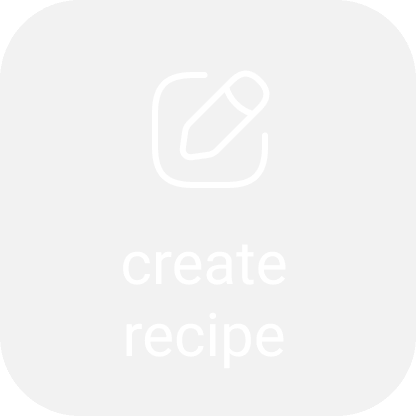 Rounded square button: a pencil on a square above the words create recipe.